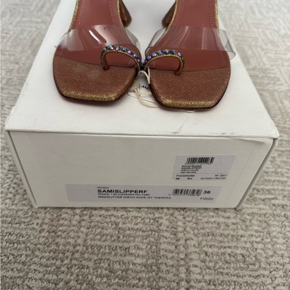 Amina Muaddi Sandal - Size 36 - Metallic/Transparent Glitter - Picture 2 of 8